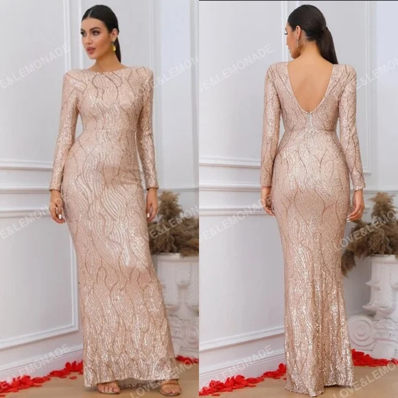 Backless Mermaid Hem Sequin Formal Dress - Picture 4 of 5